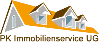 Logo: Gelbes Dach, Schrift darunter PK Immobilienservice UG